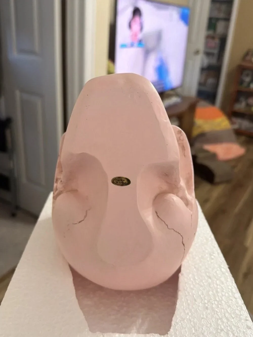 Ghoulish Decorative Pink Skull With Etched Floral Design - NIB